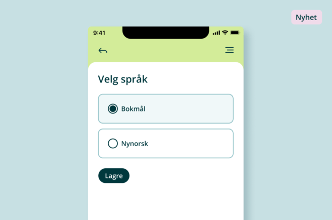 Illustrasjon av mobilbank hvor du velger målform