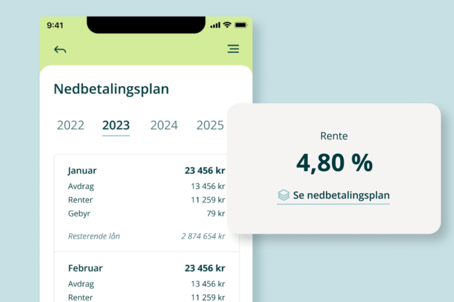 Illustrasjon av nedbetalingsplan i mobilbanken