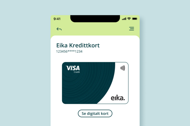 Illustrasjon av digitalt kort i mobilbanken